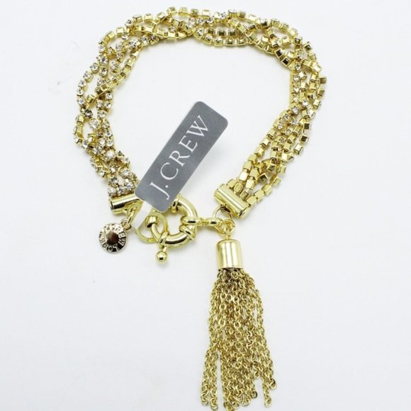 J. Crew Jewelry - J. Crew Gold Rhinestone Tassel Bracelet
